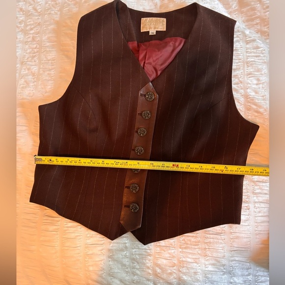Vintage Alberto Makali Brown Pinstripe Vest and Skirt Set - Picture 7 of 13